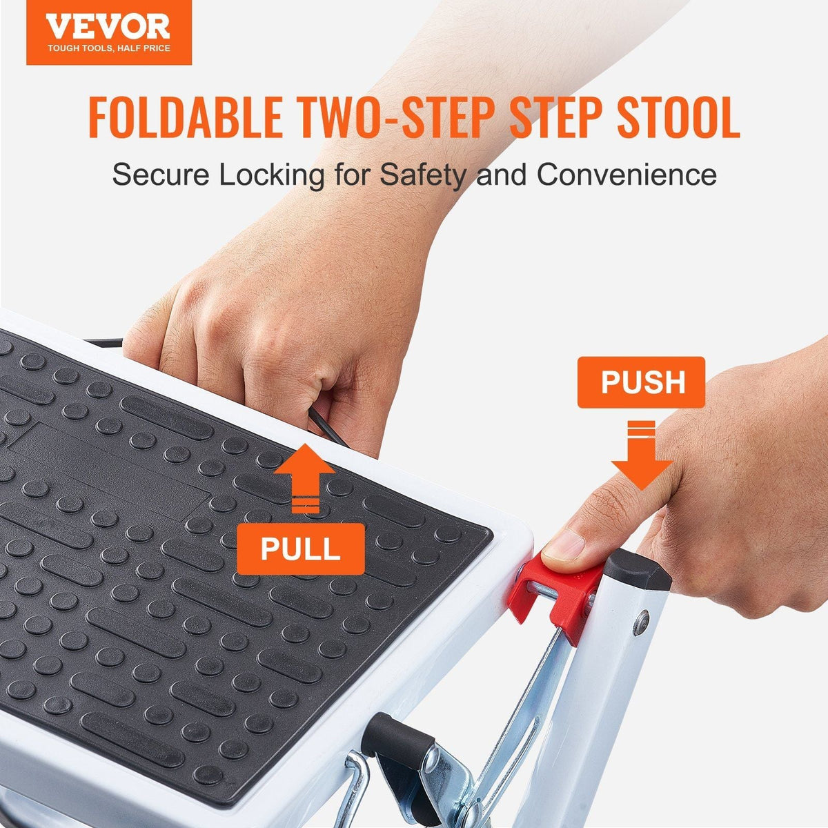 Step Ladder 2-Step Folding Step Stool with Wide Anti-Slip Pedal
