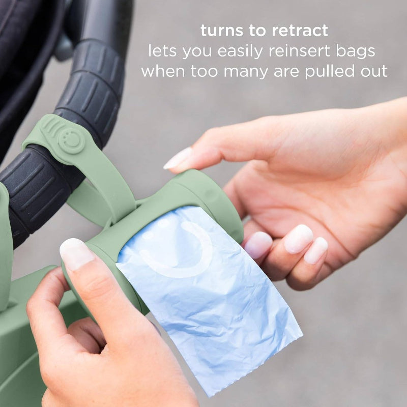 OnTheGo Travel Diapering Gift Set – Portable Changing Mat & Bag, Wipes Dispenser, Dual Pacifier Holder & Lavender Bag Dispenser, Sage