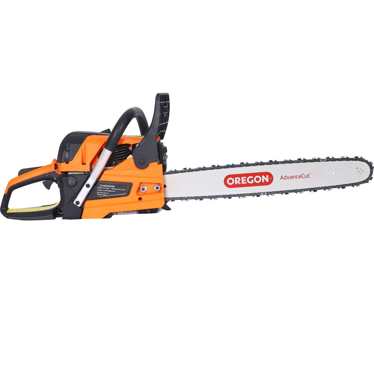 58Cc Gasoline Chainsaw 20" Bar For Wood Cutting With Oregon Chain And Bar - Orange