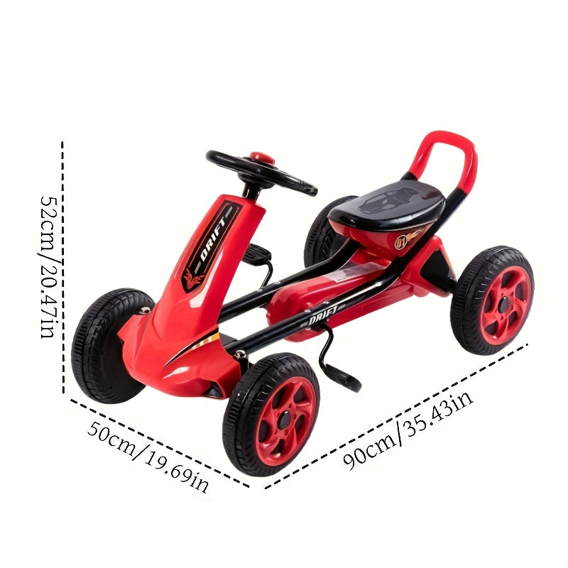 Kids 4-Wheel Training Bike - Ages 3+ | Steel Frame, Adjustable Seat & Footrests, Ergonomic Handlebars, Red/Blue