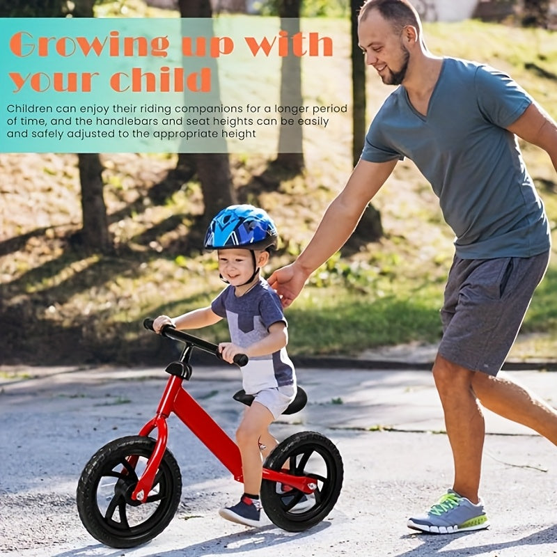 12-Inch Kids Balance Bike & Toddler Pedal-Less Scooter Baby Walker, Red