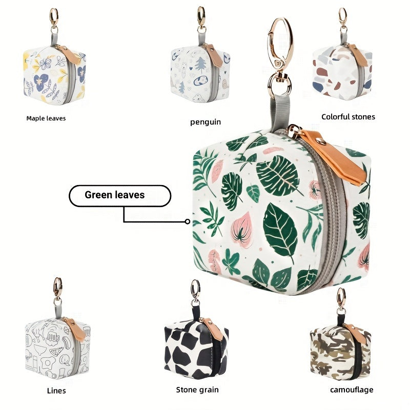 2-Pack Waterproof PU Pacifier Pouch with Keychain Hook - Zip Pocket Stroller & Mommy Bag Organizer