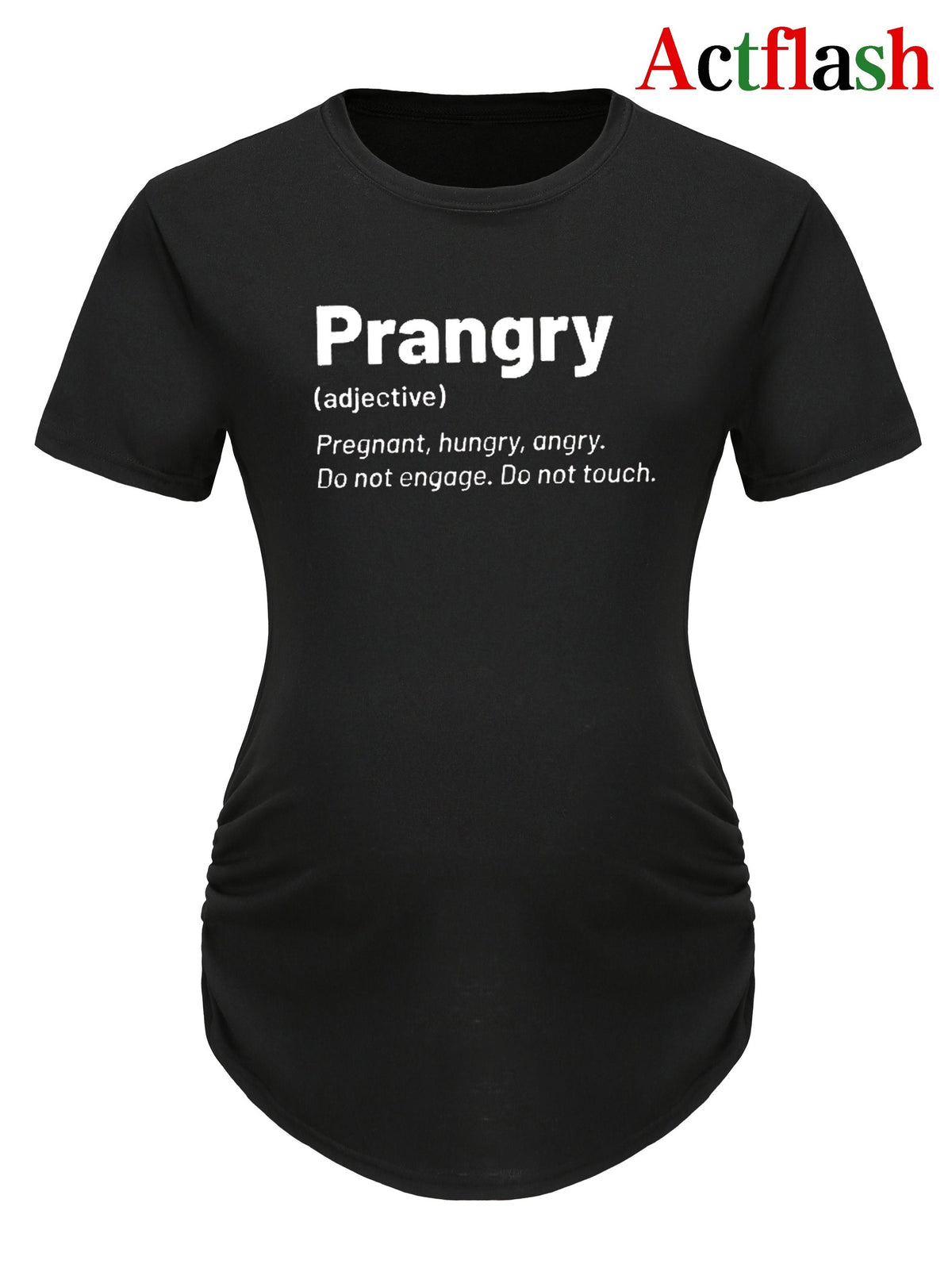 Maternity "Prangry" Print T-Shirt, Comfy Casual Short Sleeve Pregnancy Tee, Humorous Text Graphic