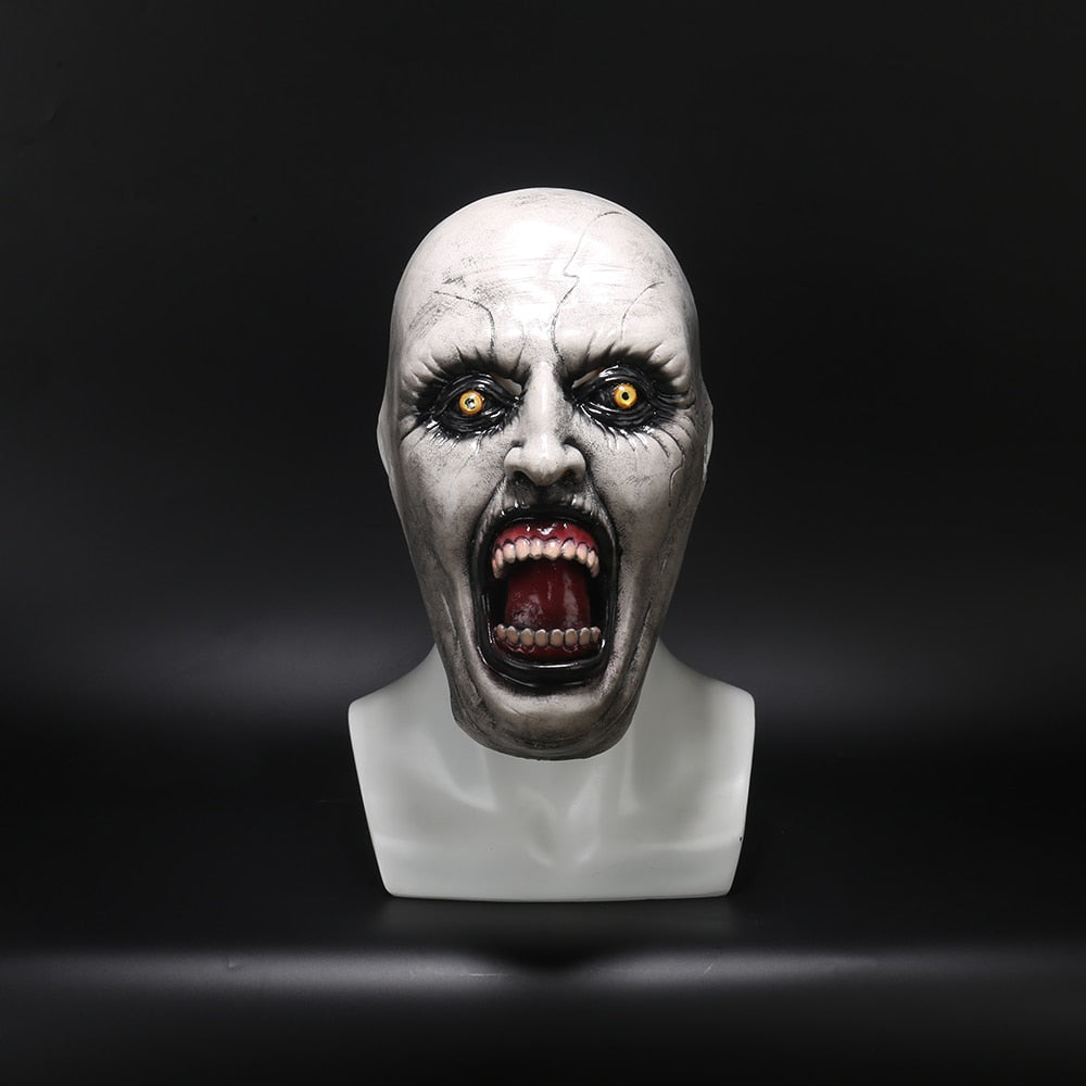 The Nun Horror Mask Cosplay Valak Scary Latex Masks with Headscarf Veil Hood Full Face Helmet Horror Costume Halloween Prop