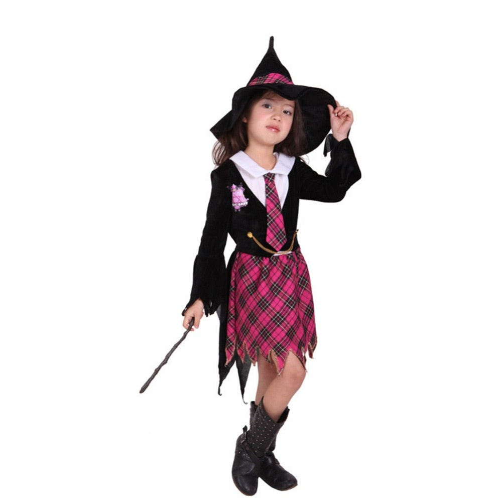Children Girls Witch Halloween Costume Cosplay Outfit Sz 5-9 years