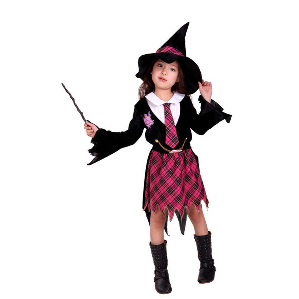 Children Girls Witch Halloween Costume Cosplay Outfit Sz 5-9 years