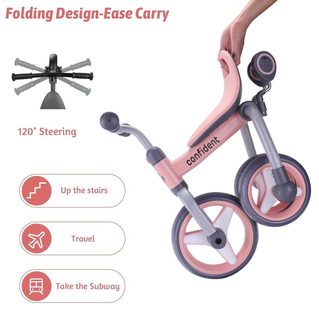 4-in-1 Folding Toddler Balance Tricycle – Convertible Pedal & Balance Bike for Ages 2+, Removable Pedals, One-Button Fold, Adjustable Seat & Handlebars – Unisex Birthday Gift