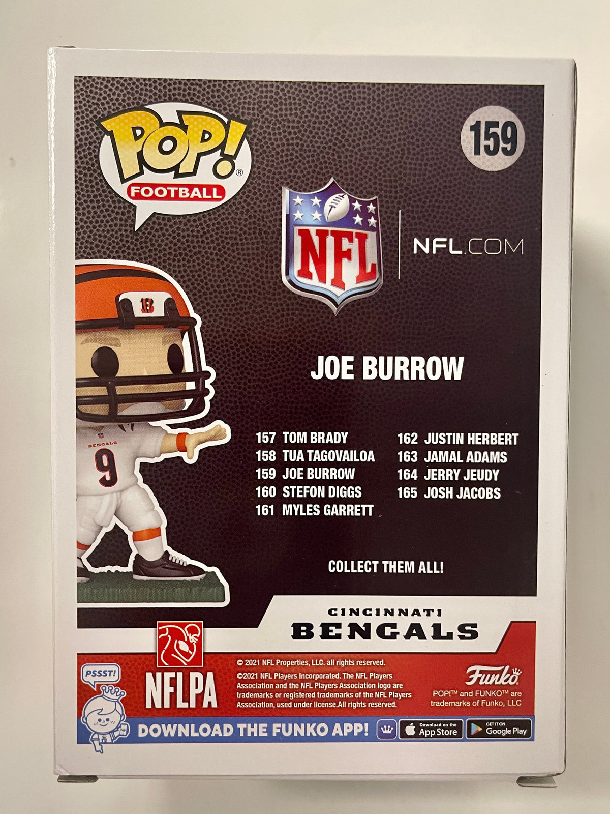 Funko Pop! Football Joe Burrow #159 NFL Cincinnati Bengals QB Quarterback