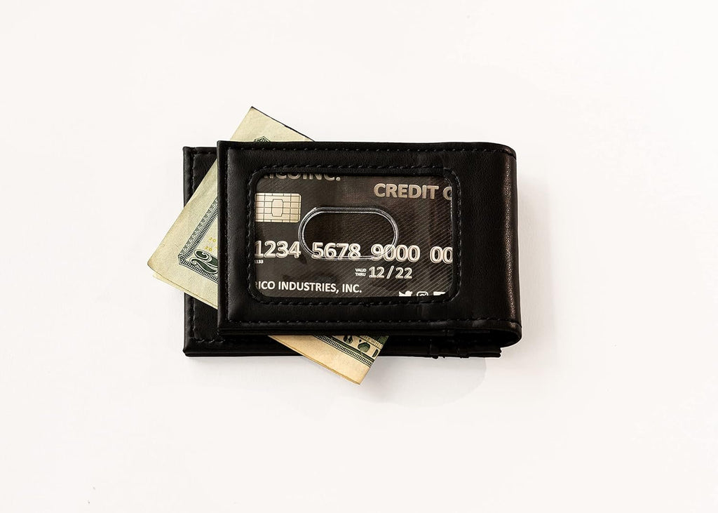 Cincinnati Bengals Premium Black Leather Wallet, Front Pocket Magnetic Money Clip, Laser Engraved, Vegan