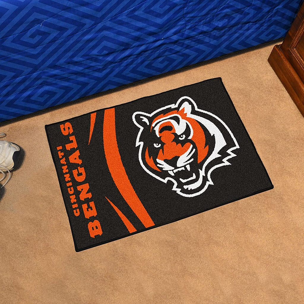 Cincinnati Bengals Floor Mat Area Rug, 20x30 Inch, Nylon, Anti-Skid Backing, Mascot Logo