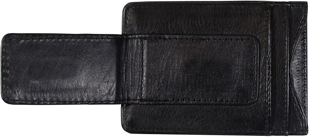 Cincinnati Bengals Black Leather Wallet, Front Pocket Magnetic Money Clip, Printed Logo