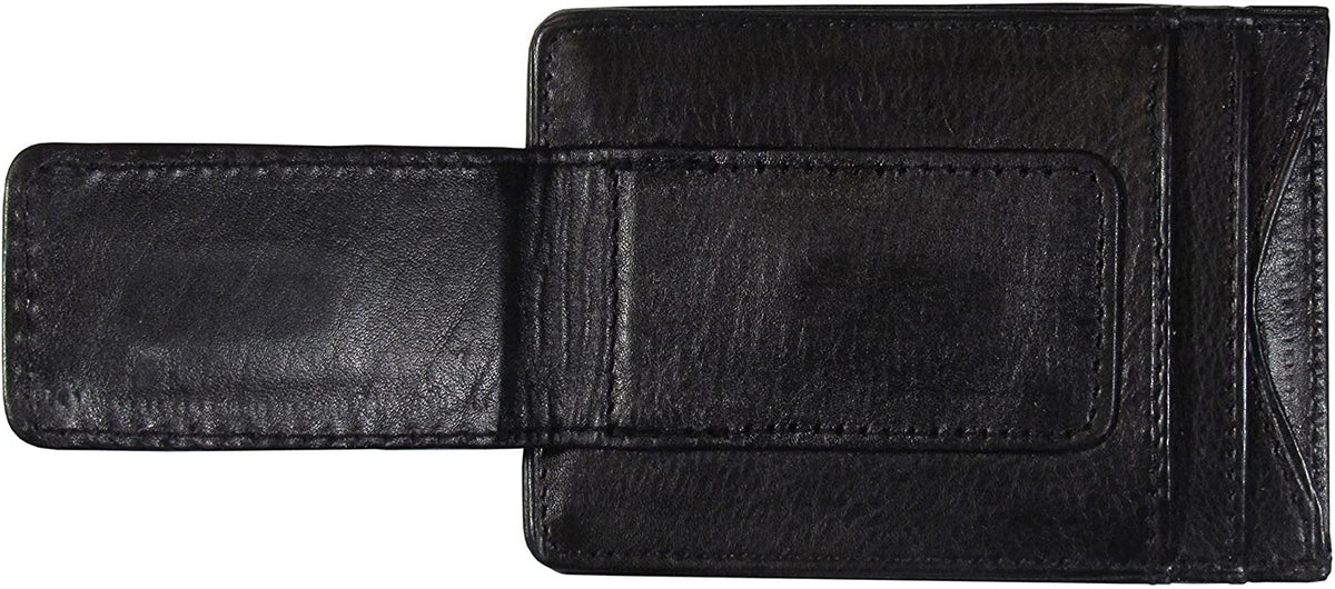 Cincinnati Bengals Black Leather Wallet, Front Pocket Magnetic Money Clip, Printed Logo