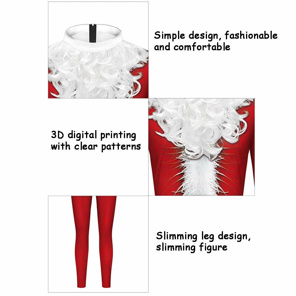 PENEXIU Santa Clown Cosplay Costume Jumpsuit Mask Size XL