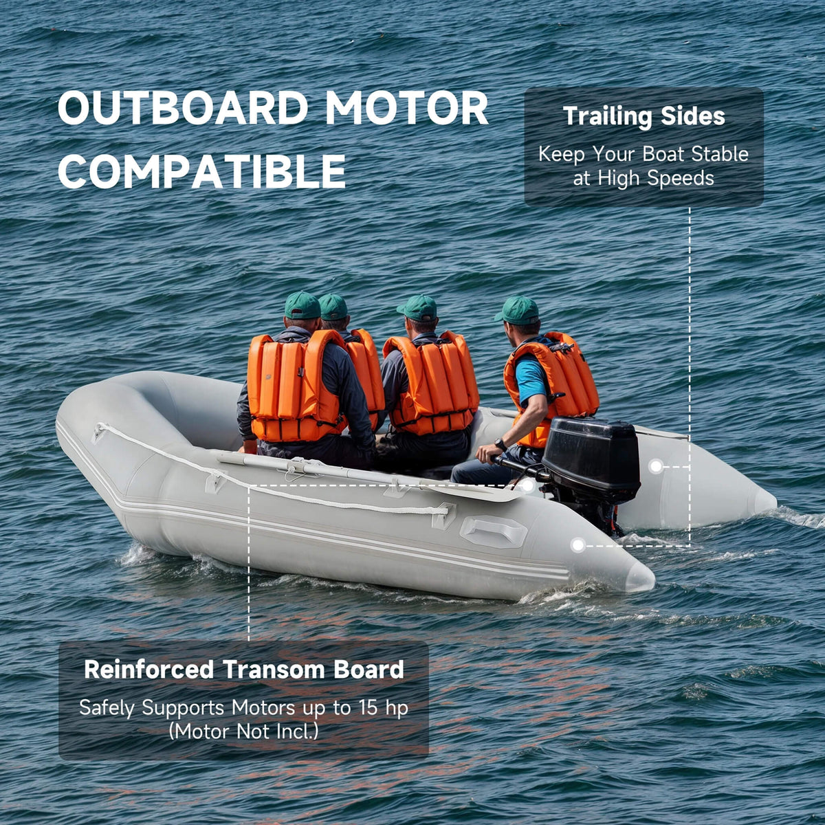 10FT 4-Person Heavy-Duty Inflatable Dinghy Transom Sport Tender Boat (SAK98153)